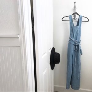 Zara denim bib overalls / wide leg jumpsuit 26